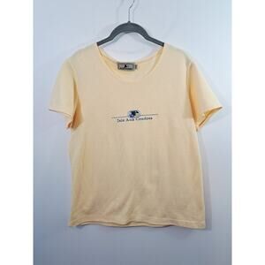 Attraction Tee Women's Yellow Medium Vintage Isla Aux Coudres Waffle Knit